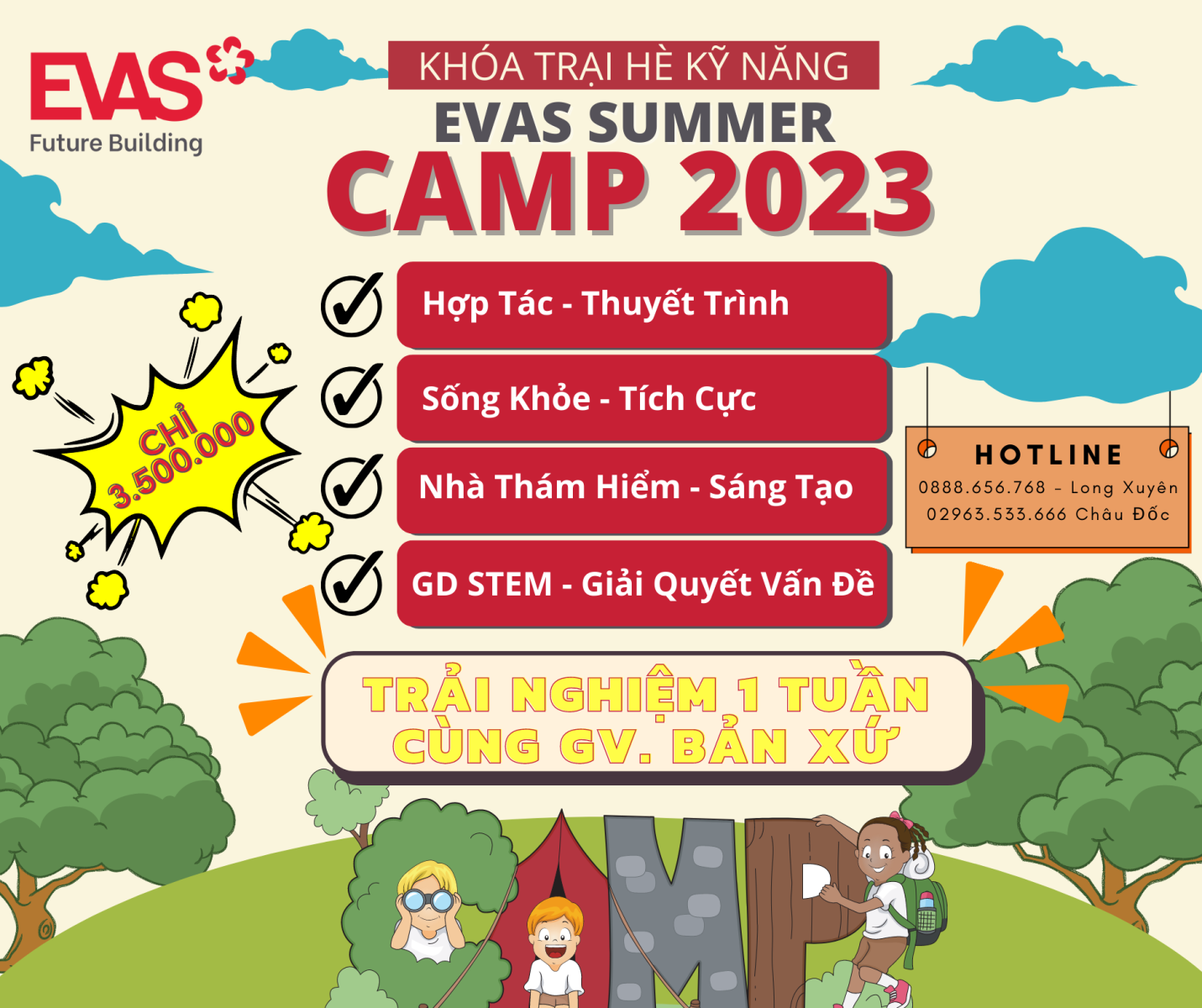 Tuyển sinh Khóa Trại hè kỹ năng 2023 - EVAS Summer Camp 
